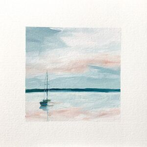 8x8 Maine Original Oil Painting Sailboat Harbor Atlantic Seascape Coastal Signed